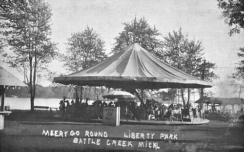 Liberty Amusement Park - Vintage Photo Of Merry-Go-Round